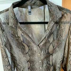 Exotic snakeskin sheer fitted top